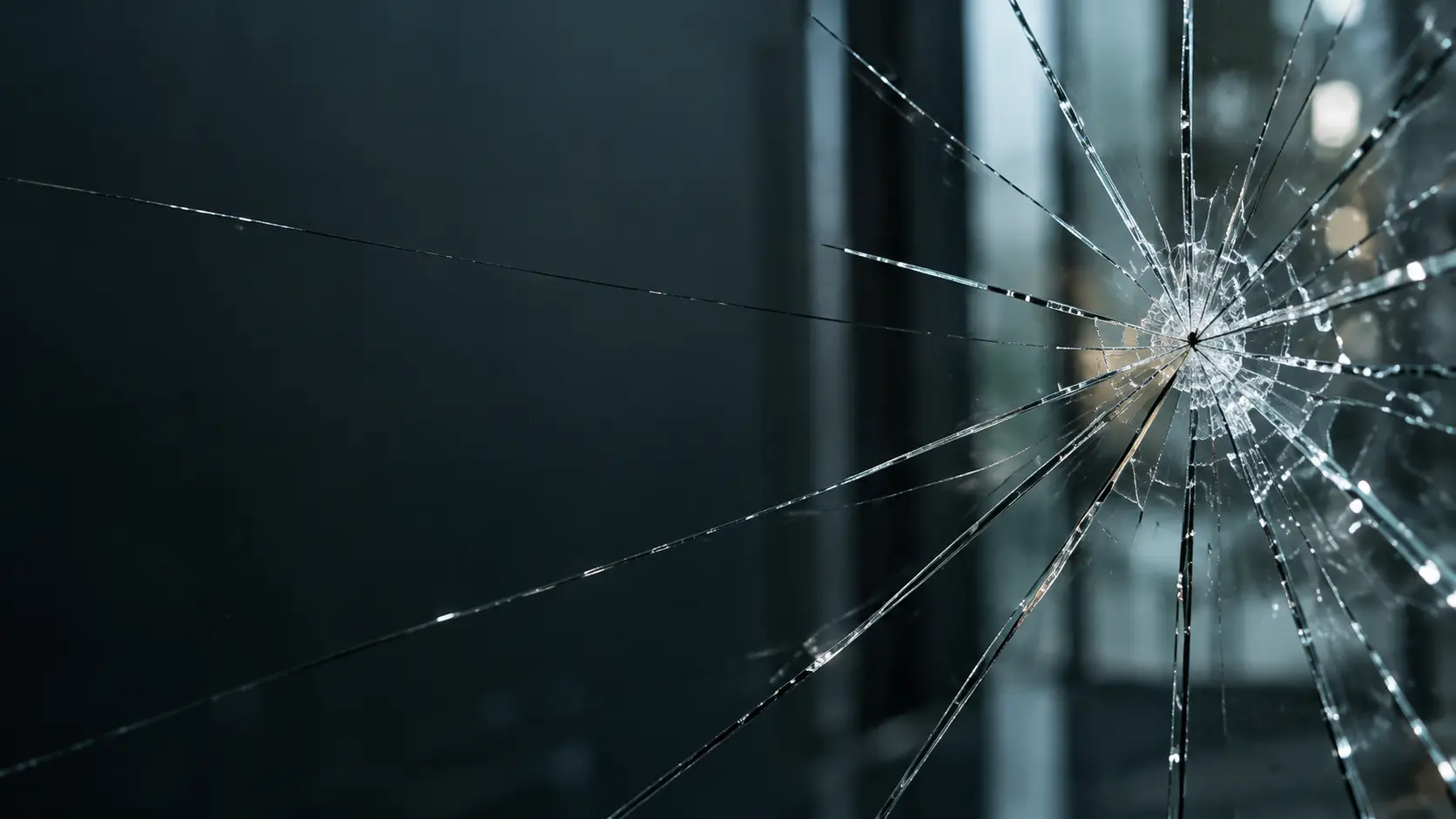 Glasscheibe mit Bruchschaden